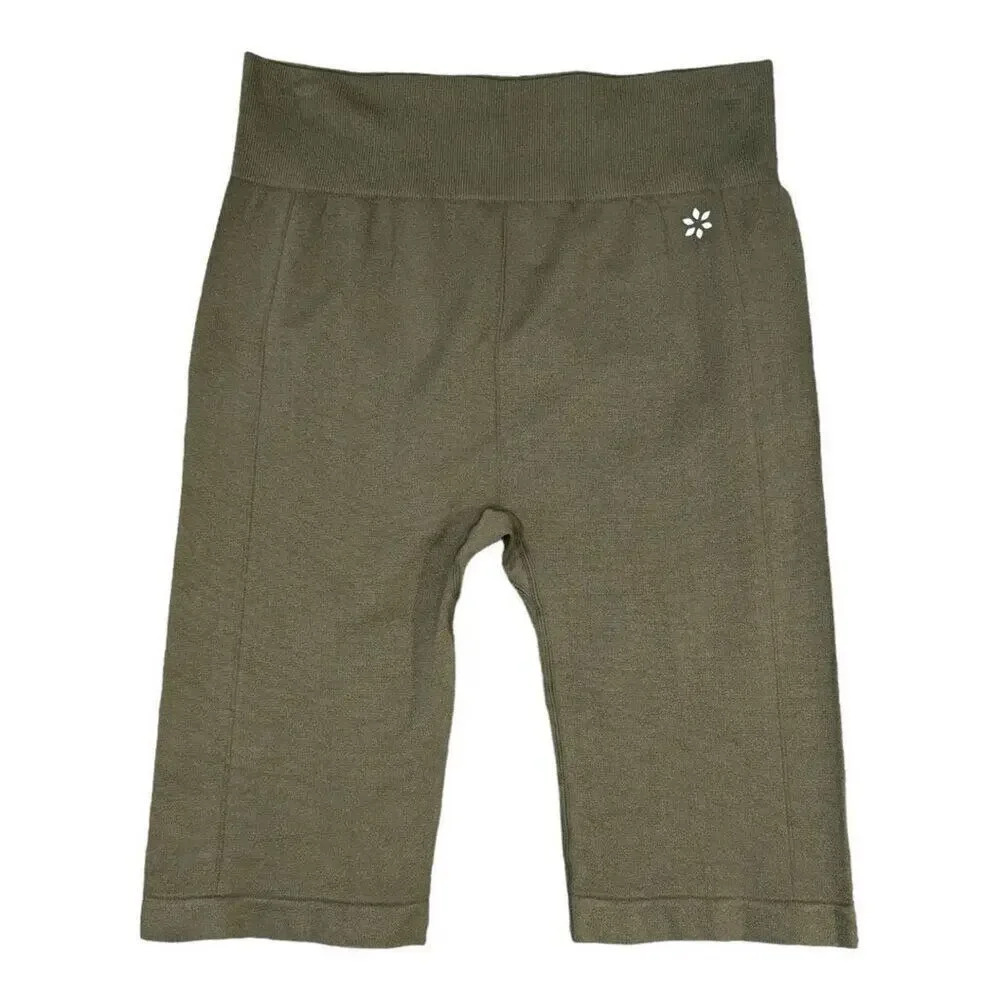 NEW NINE WEST Women’s Small Olive Green Active Compression‎ Seamless Biker Short